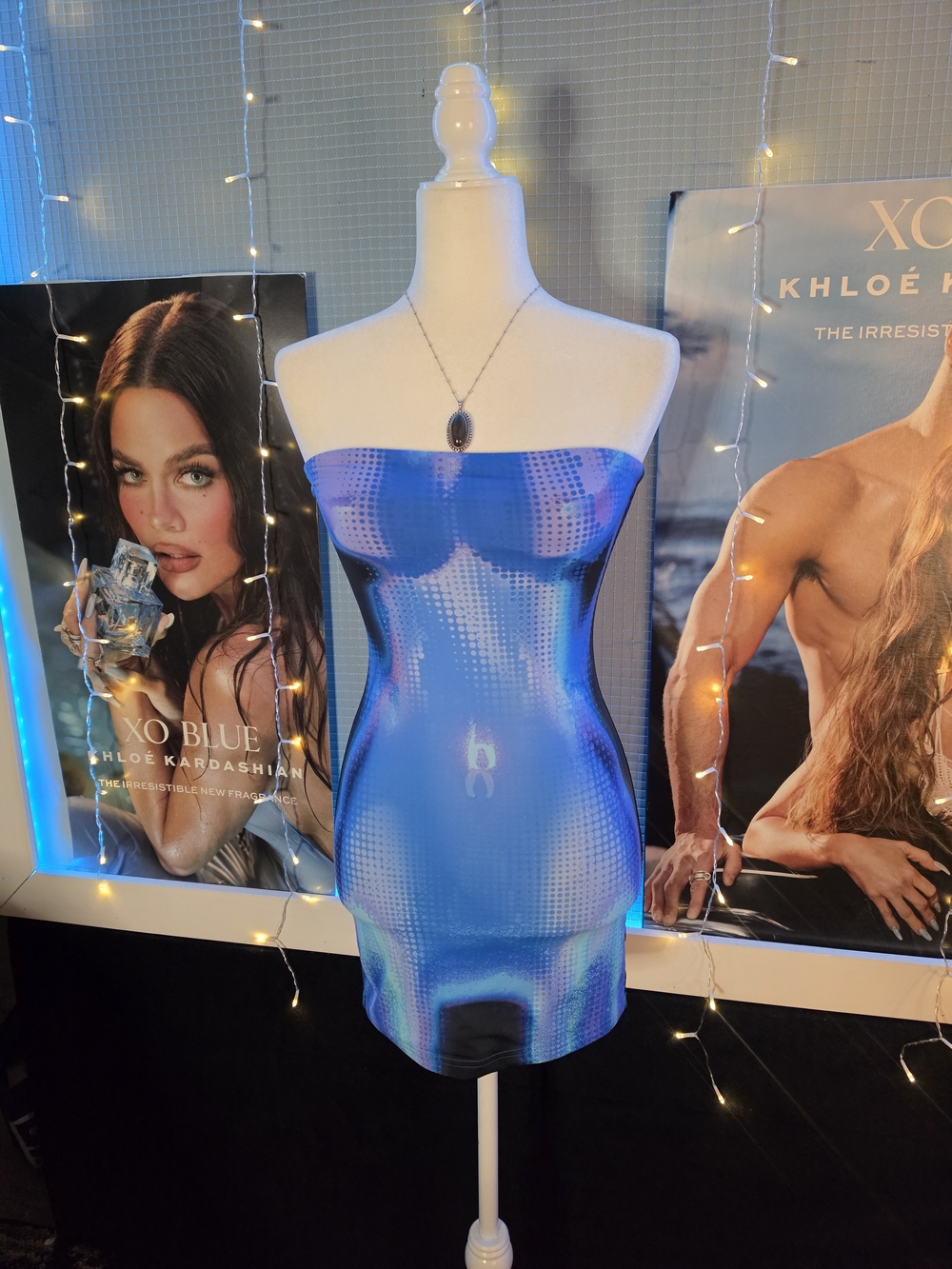White Fox Boutique Strapless Iridescent Blue Bodycon Slip